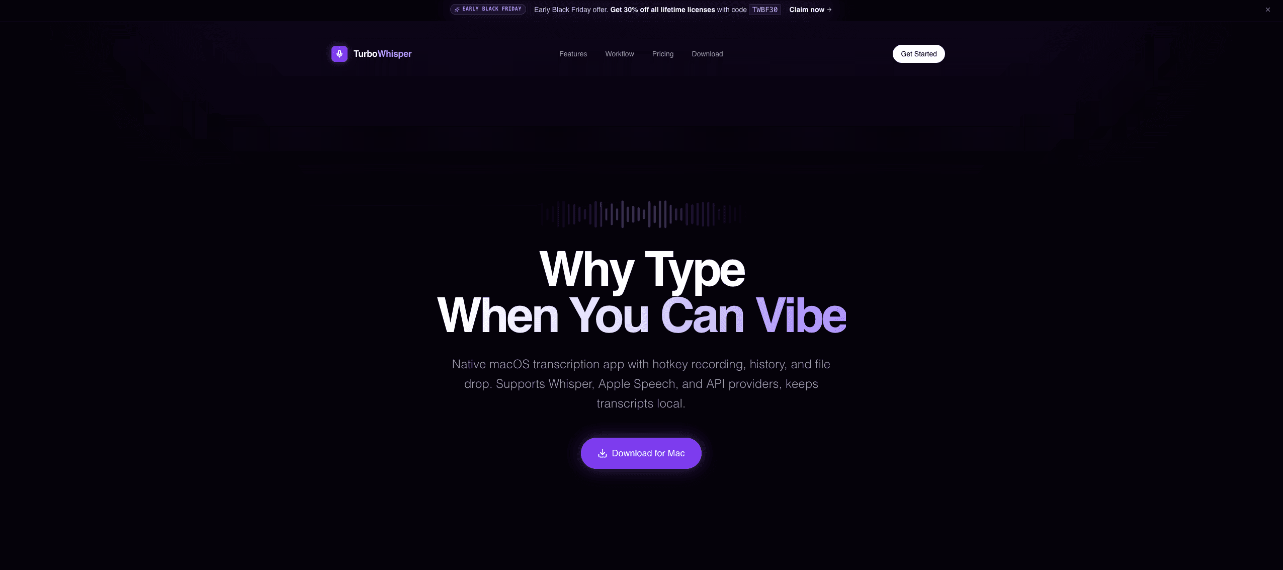 TurboWhisper macOS transcription app preview